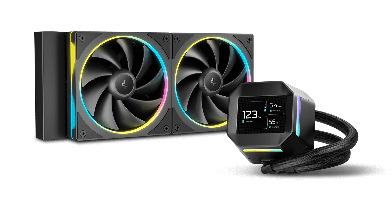 Deepcool LM240 240mm ARGB AIO Liquid Cooler With A Compact 2.4" IPS Display (Black)