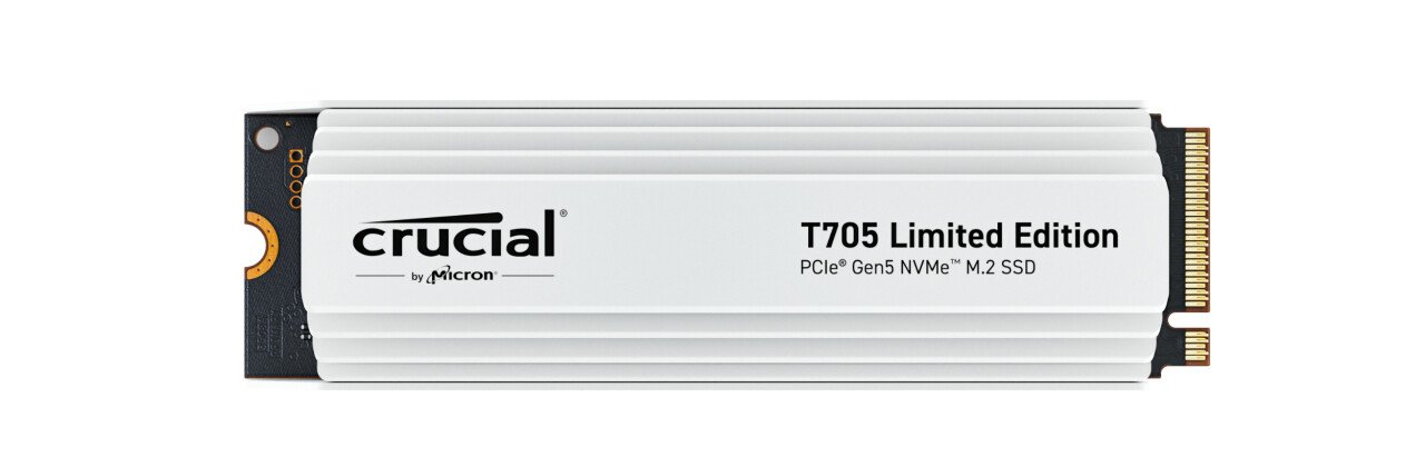 Crucial T705 PCIe 5.0 NVMe M.2 SSD with limited edition white heatsink