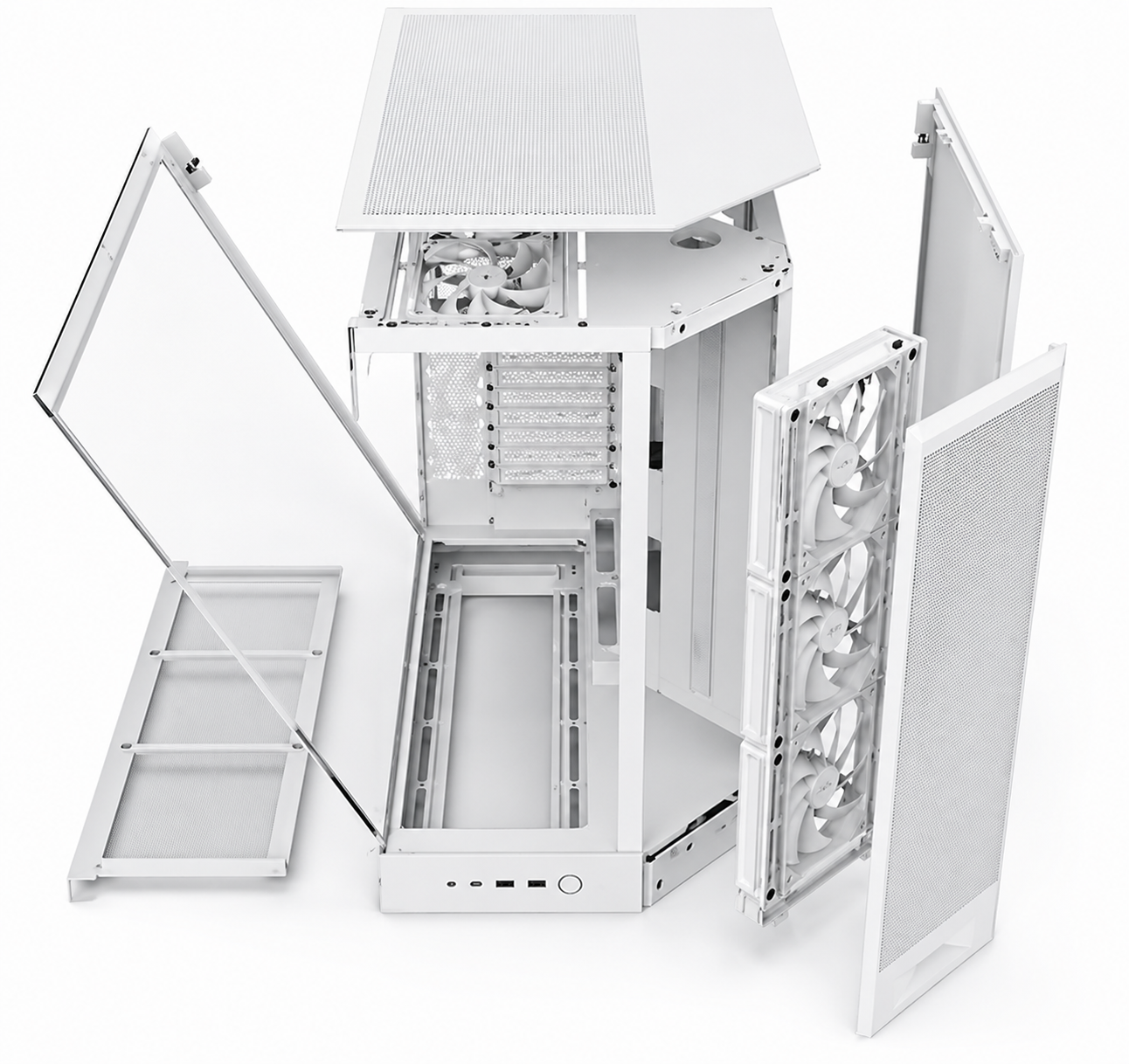 NZXT Chassis H9 Flow RGB+ (2025) Dual-Chamber Mid-Tower Case White - Image 2