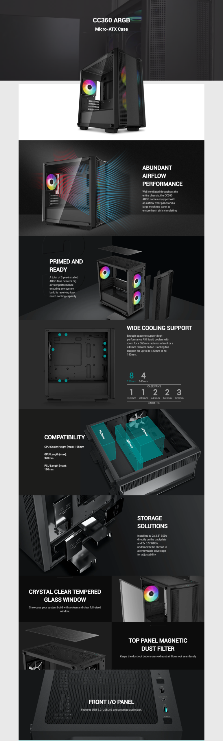 DEEPCOOL CC360 ARGB mATX Cabinet (Black)