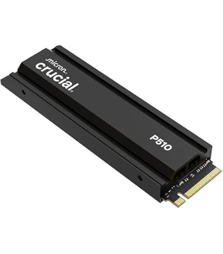 Crucial P510 2TB PCIe Gen5 NVMe 2280 M.2 SSD with heatsink