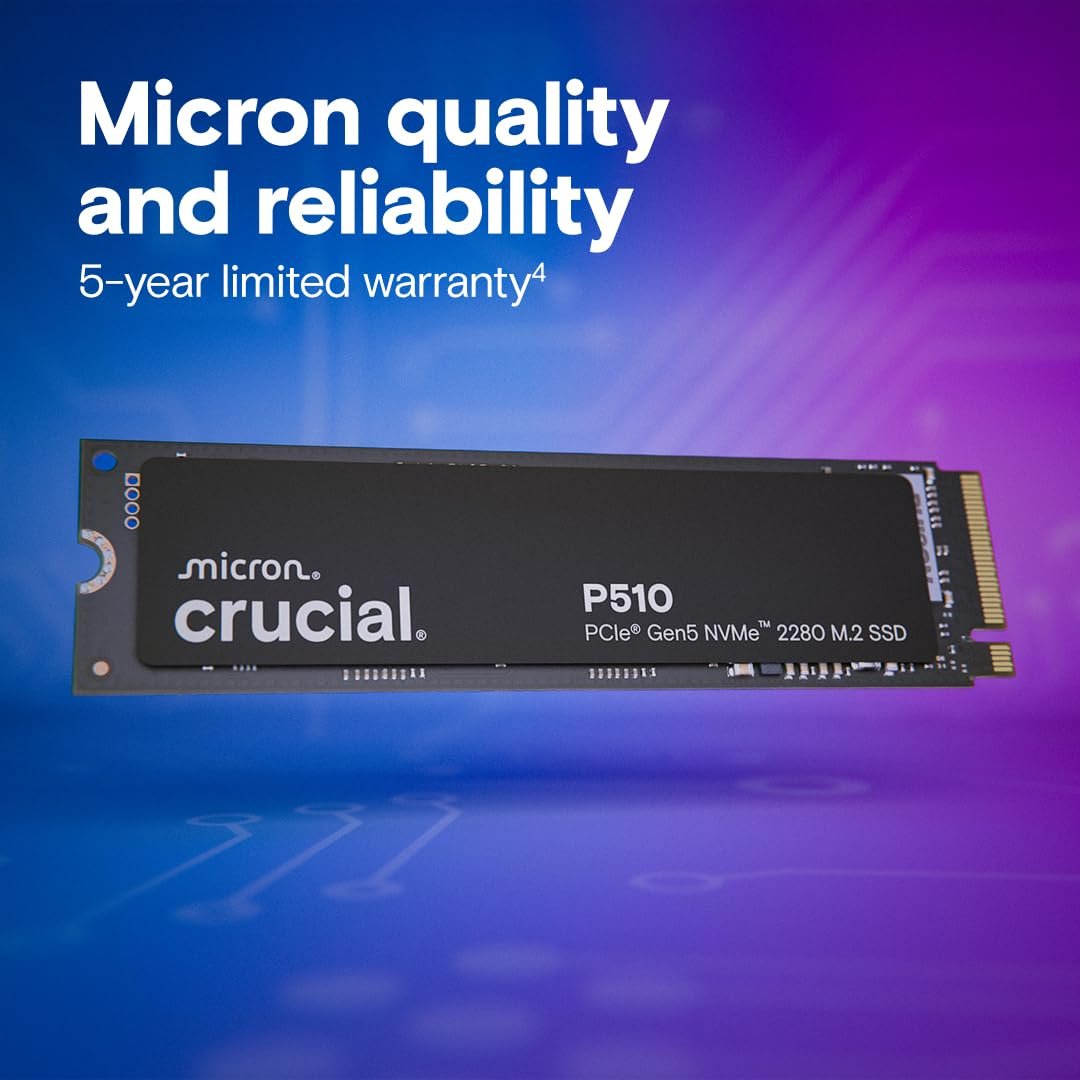 Crucial P510 1TB PCIe Gen5 NVMe M.2 SSD - Image 2