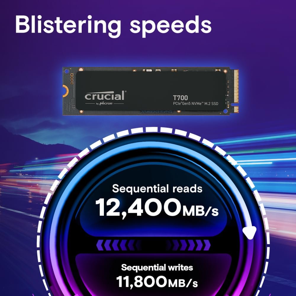 Crucial T700 1TB PCIe Gen5 NVMe M.2 SSD - Image 2