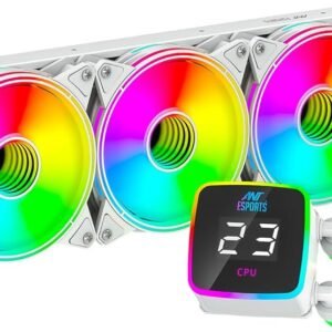 ANT Esports ICE-Glow 360 ARGB 360mm AIO With White RGB Tube CPU Liquid Cooler (White)