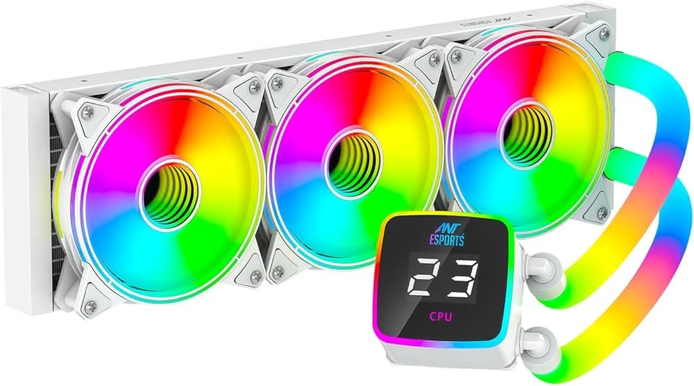 ANT Esports ICE-Glow 360 ARGB 360mm AIO With White RGB Tube CPU Liquid Cooler (White)