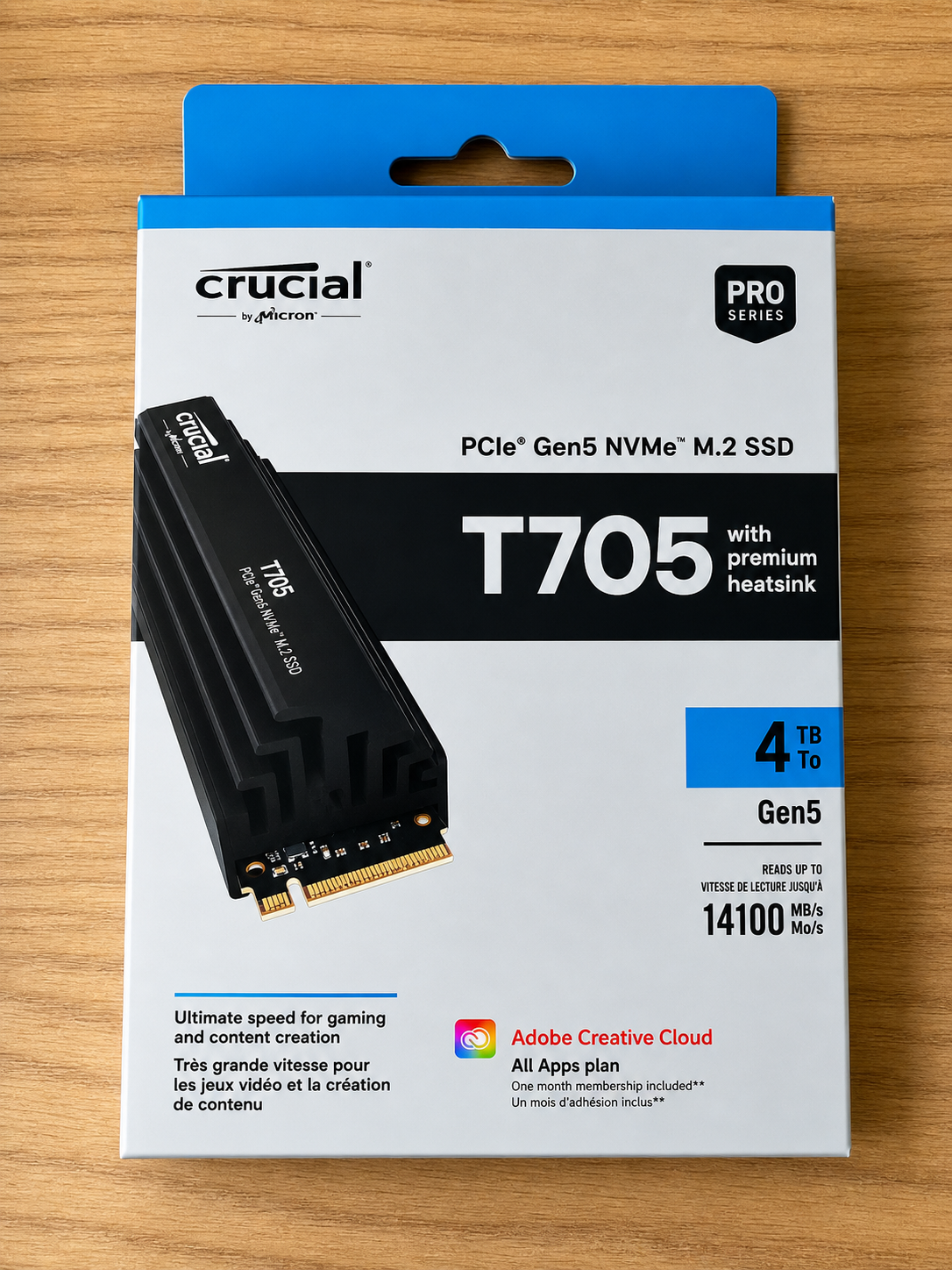Crucial T705 4TB PCIe Gen5 NVMe M.2 SSD with heatsink - Image 2