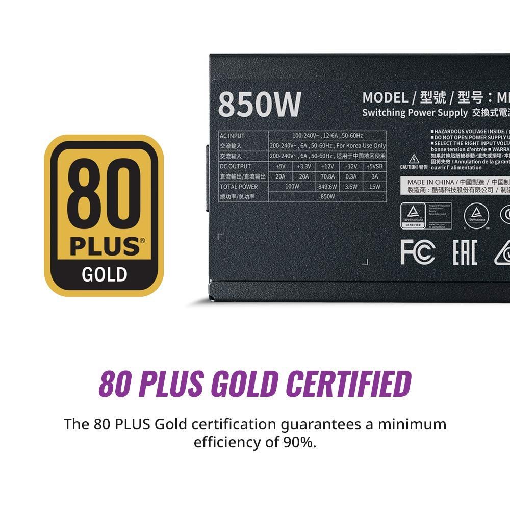Cooler Master MWE 850 Gold V2 850W 80 Plus Gold Certified Fully Modular Power Supply - Image 4