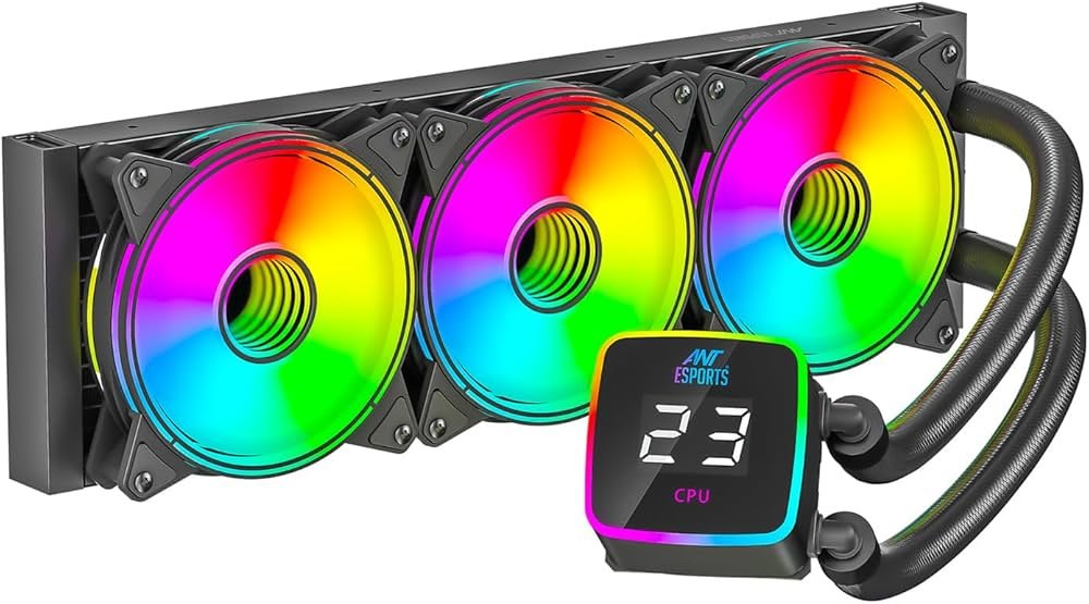 ANT Esports ICE-Glow 360 ARGB 360mm AIO With Black Tube CPU Liquid Cooler (Black)