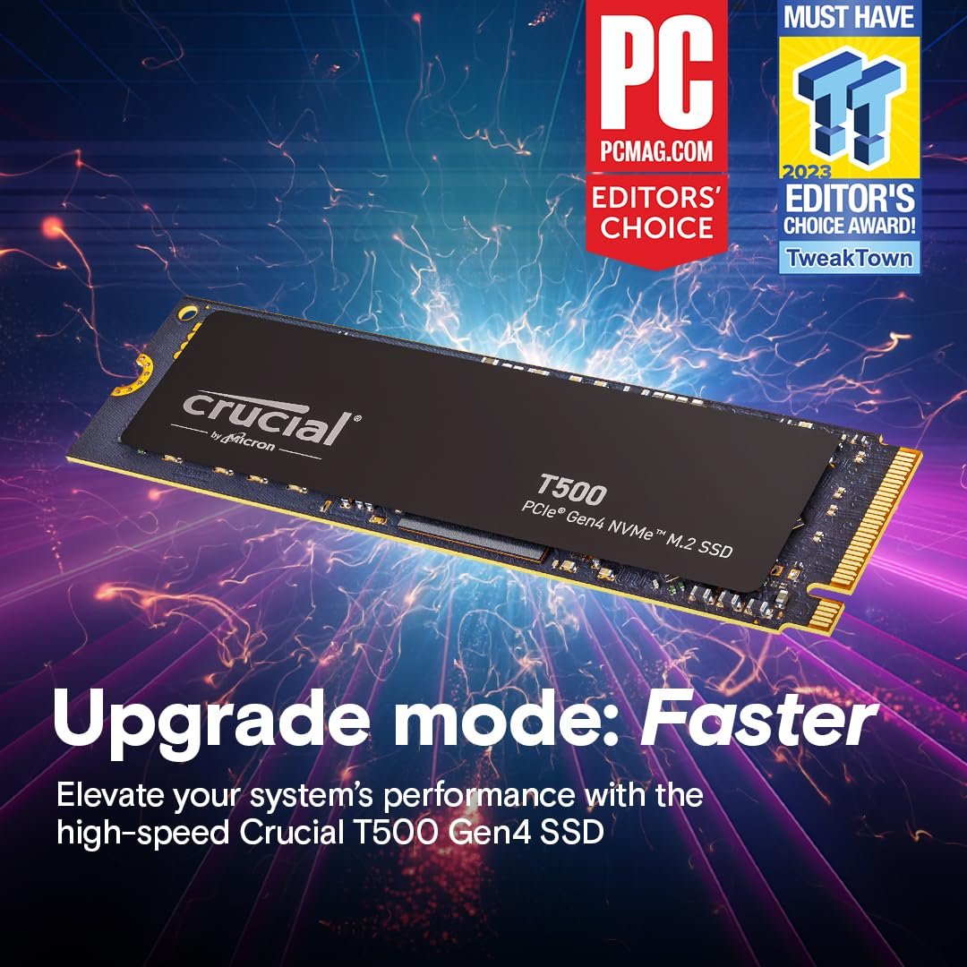 Crucial T500 500GB Gen4 NVMe M.2 Internal Gaming SSD - Image 2