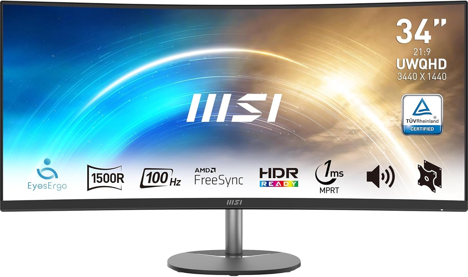 MSI PRO MP341CQ 34" UWQHD Curved Ultra Wide 100Hz - Professional Monitor