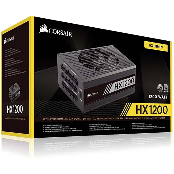 Corsair HX1200 1200 Watt 80 PLUS(R) PLATINUM Certified Fully Modular Power Supply