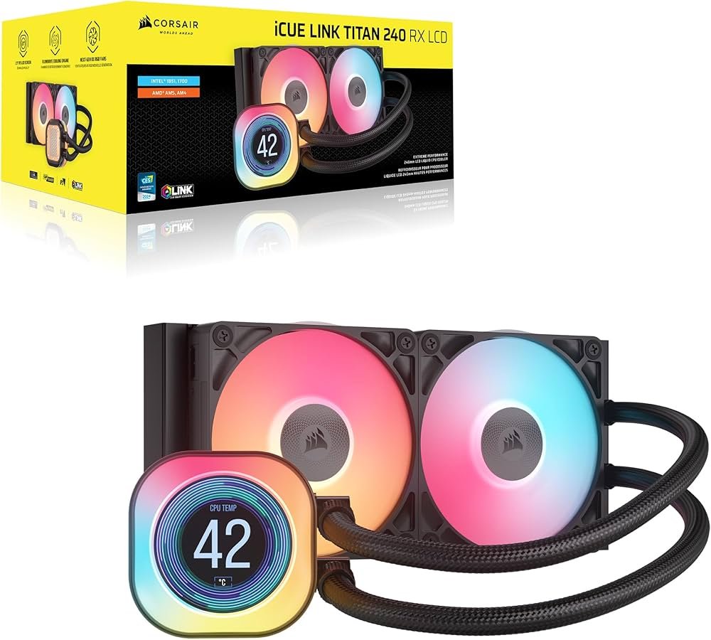 Corsair iCUE LINK TITAN 240 RX LCD AIO Liquid CPU Cooler Black - Image 2