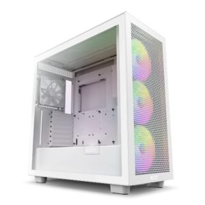 NZXT H7 Flow RGB 2024 Mid-Tower ATX Airflow Case - Includes 360mm RGB Single-Frame Fan Unit Gaming Cabinet-White
