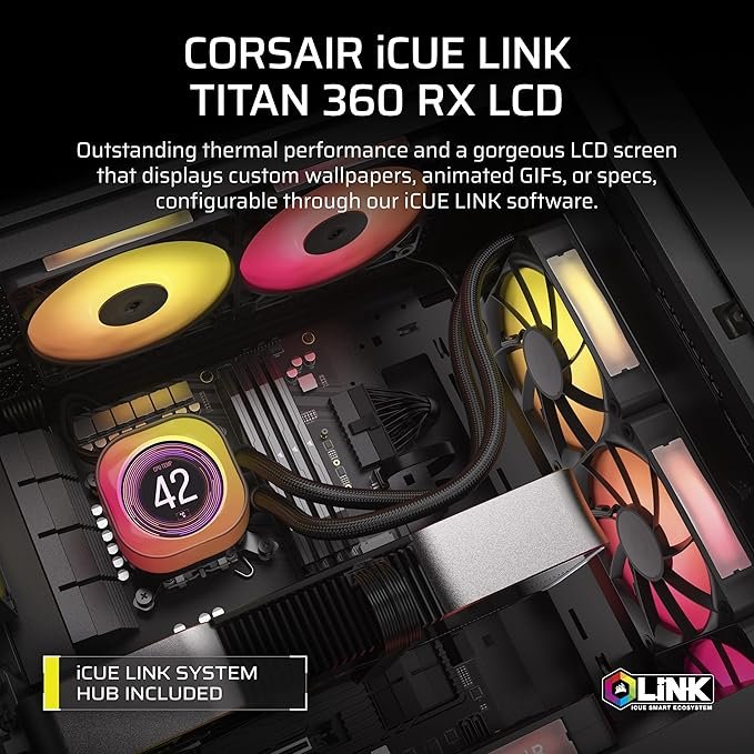 Corsair Liquid CPU Cooler Titan Icue Link 360 RX LCD Black
