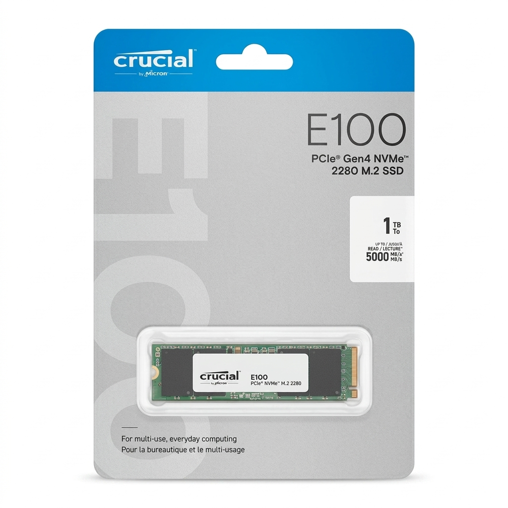Crucial E100 480GB PCIe Gen4 NVMe M.2 SSD - Image 2