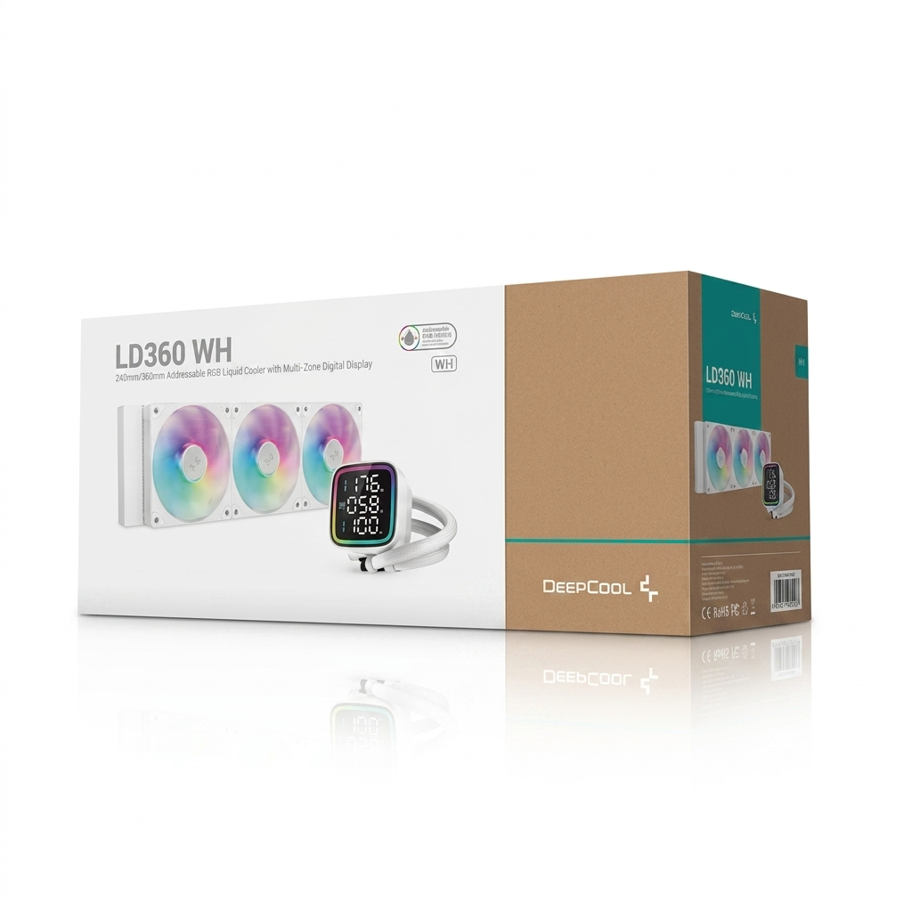 Deepcool LD360 ARGB 360mm ARGB AIO Liquid Cooler With LCD (White) - Image 2