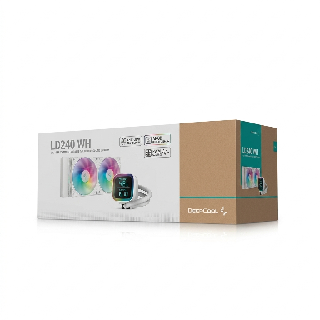 Deepcool LD240 WH 240mm ARGB AIO Liquid Cooler With LCD (White) - Image 2