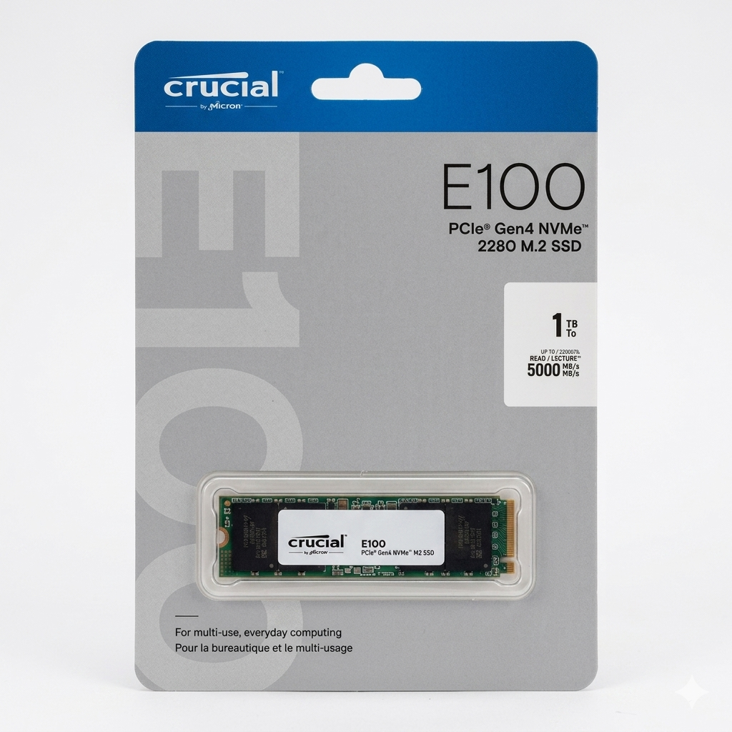 Crucial E100 480GB PCIe Gen4 NVMe M.2 SSD - Image 2
