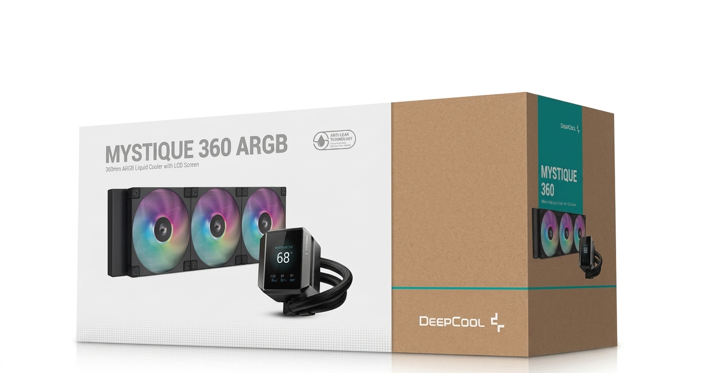 Deepcool Mystique 360 ARGB 360mm AIO Liquid Cooler With 2.8" TFT LCD Screen (Black ) - Image 2