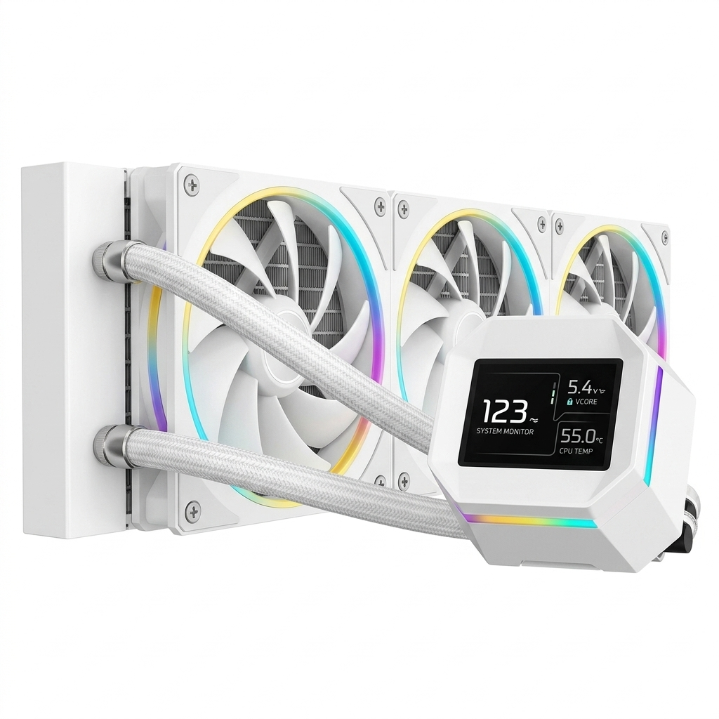 Deepcool LM360 WH 360mm ARGB AIO Liquid Cooler With A Compact 2.4" IPS Display (White) - Image 3