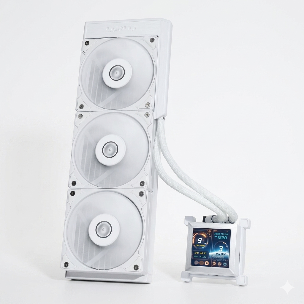 Lian Li HydroShift LCD 360S WHITE 360mm AIO With LCD Liquid Cooler White