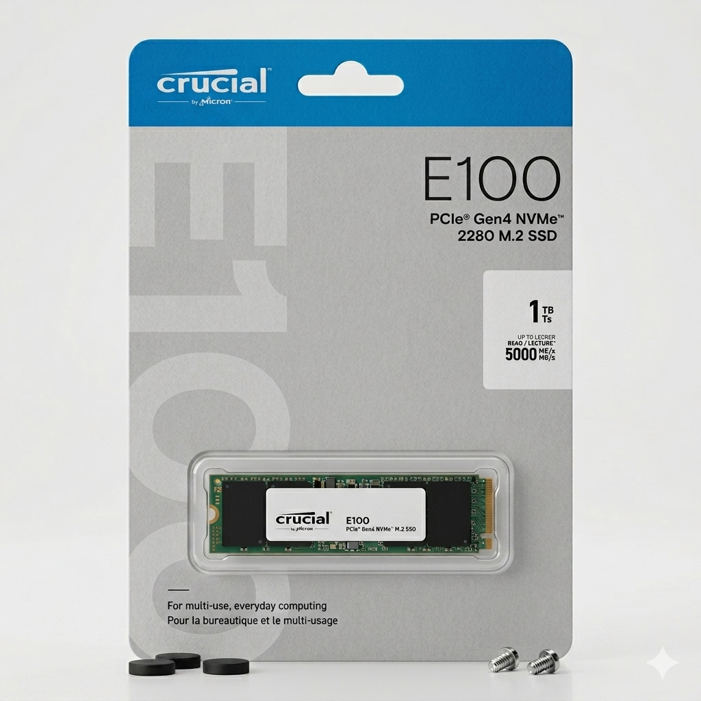 Crucial E100 1TB PCIe Gen4 NVMe M.2 SSD - Image 2