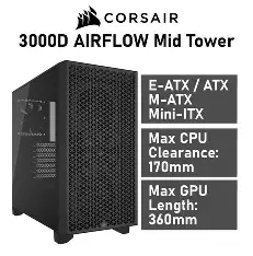 CORSAIR 3000D AIRFLOW Mid-Tower PC Case - Black