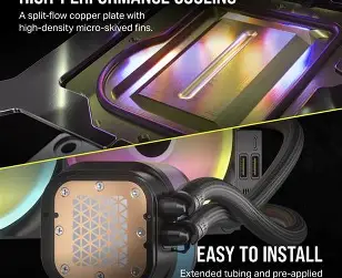 CORSAIR iCUE Link H170i LCD 420mm AIO Liquid CPU Cooler - Image 4