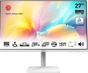 MSI Modern MD272XPW 27" FHD IPS Panel 100Hz HDR Ready Built-in Speakers Professional Monitor White