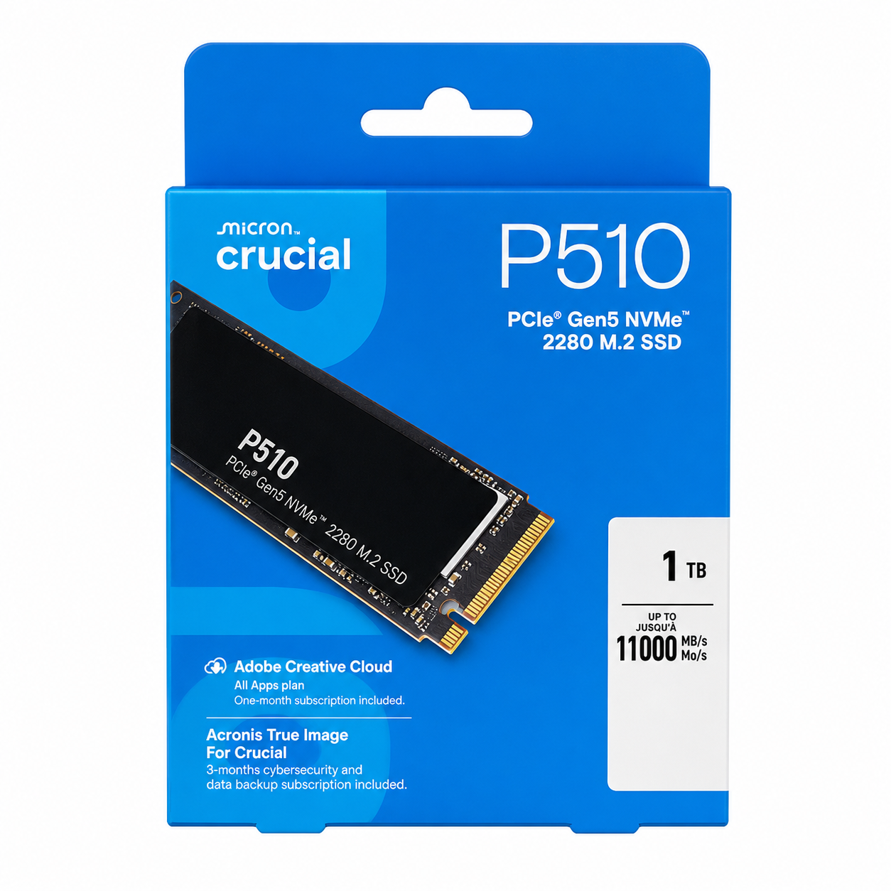 Crucial P510 1TB PCIe Gen5 NVMe 2280 M.2 SSD with heatsink - Image 2