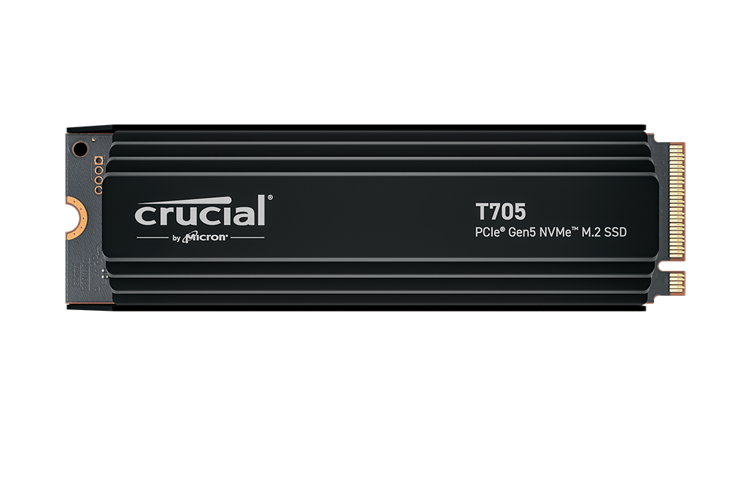 Crucial T705 4TB PCIe Gen5 NVMe M.2 SSD with heatsink