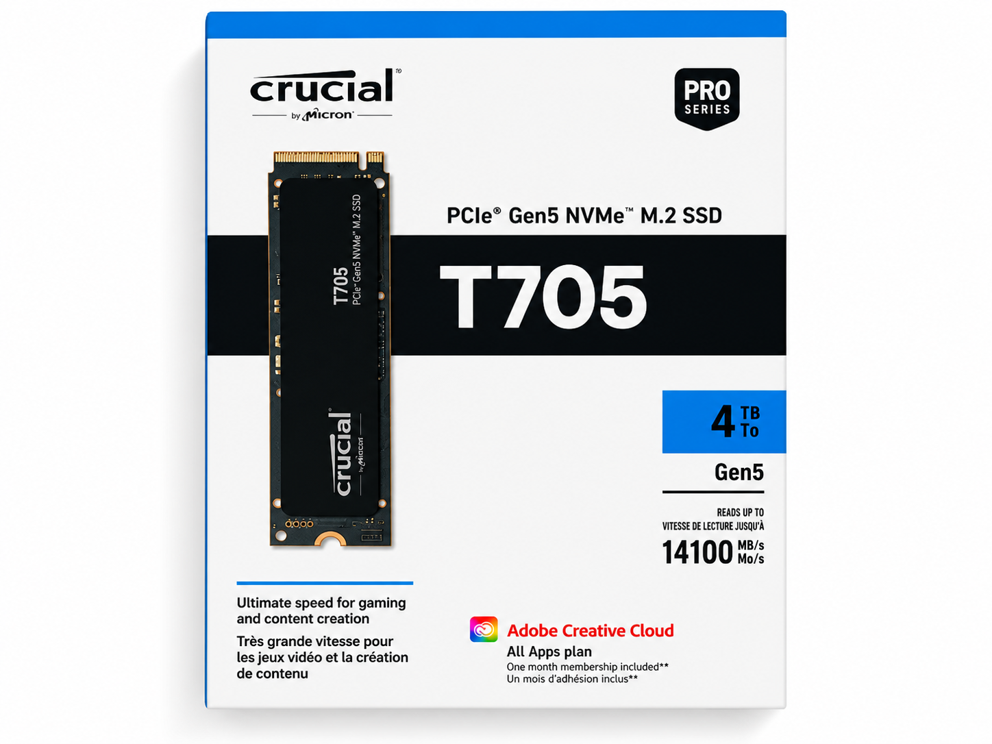Crucial T705 4TB PCIe Gen5 NVMe M.2 SSD - Image 2