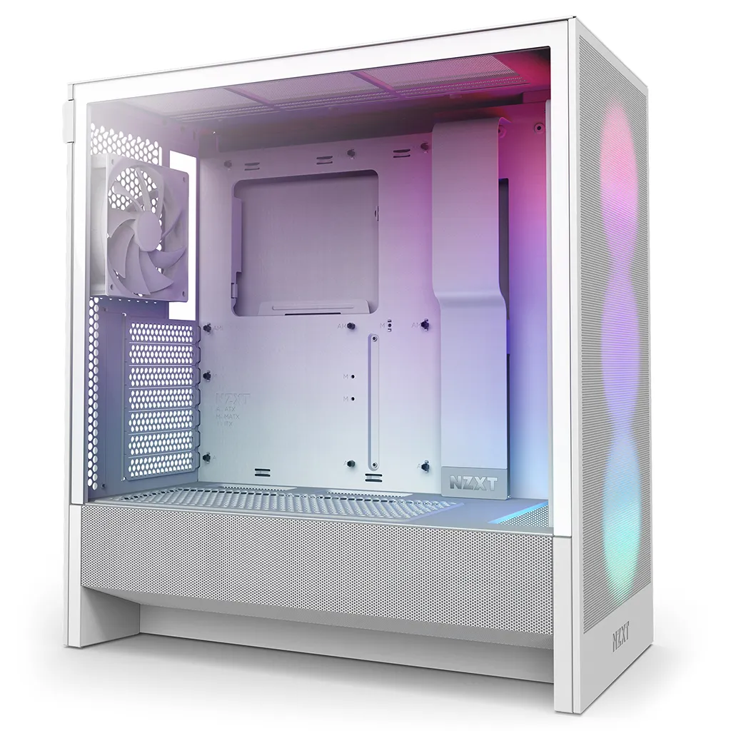 NZXT H5 Flow 2024 - Compact ATX Mid-Tower PC Gaming Case-White - Image 3