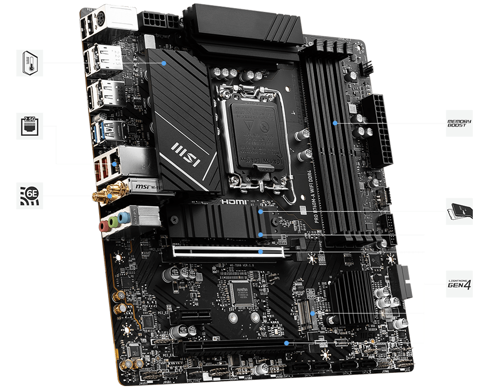 MSI PRO B760M-A WIFI DDR4 Motherboard - Image 3