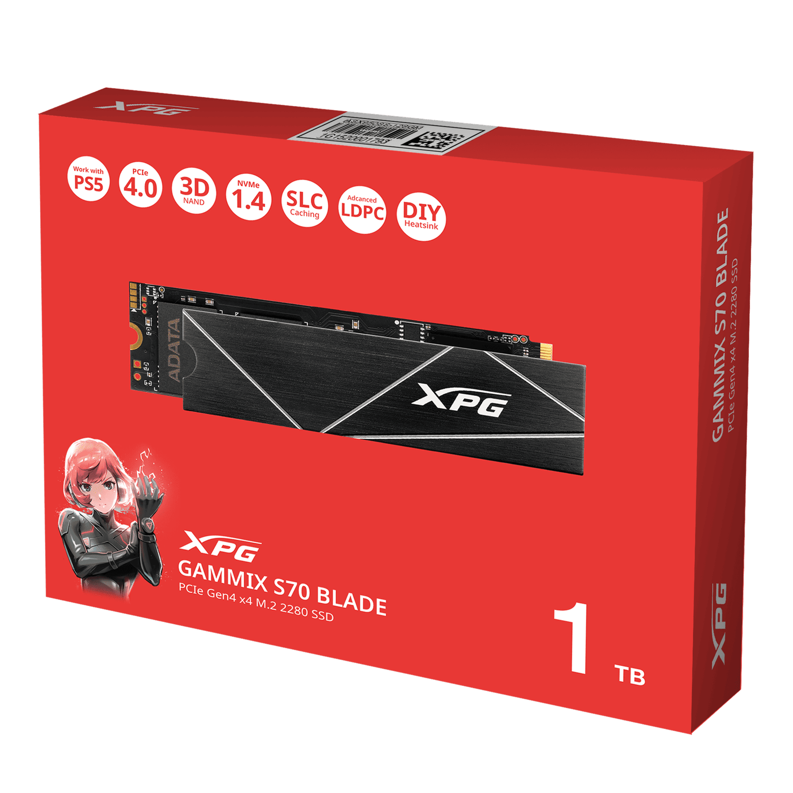 XPG ADATA GAMMIX S70 Blade M.2 NVME 1TB PCIe Gen4x4 2280 Internal Solid State Drive/SSD